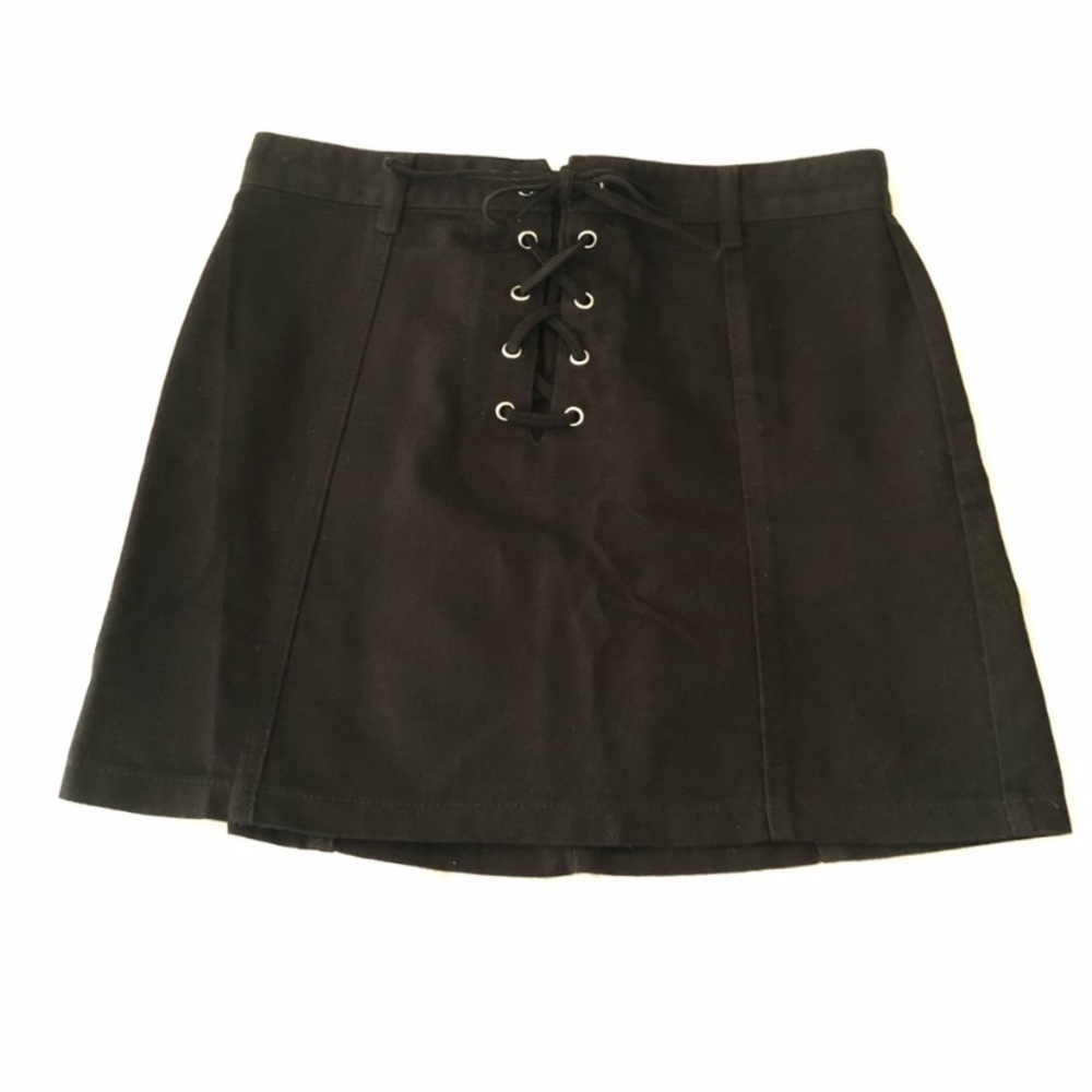 Black Lace-Up Mini Skirt